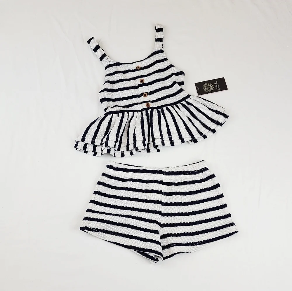 Vince Camuto Stripe 2 Pieces Sleeveless Shorts Set